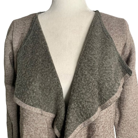 Anthropologie Lineamaglia Wool Cardigan Sweater S Brown Open Front Waterfall - Picture 2 of 6